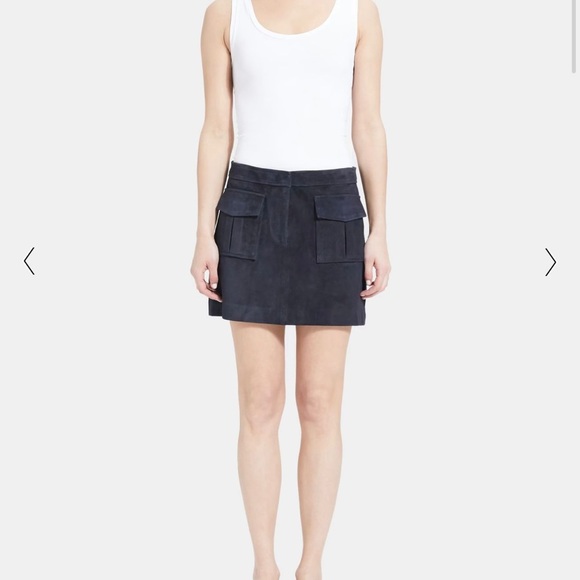 THEORY**Concord Navy Suede Leather Skirt**US 4,6,12 $695 - Picture 1 of 5